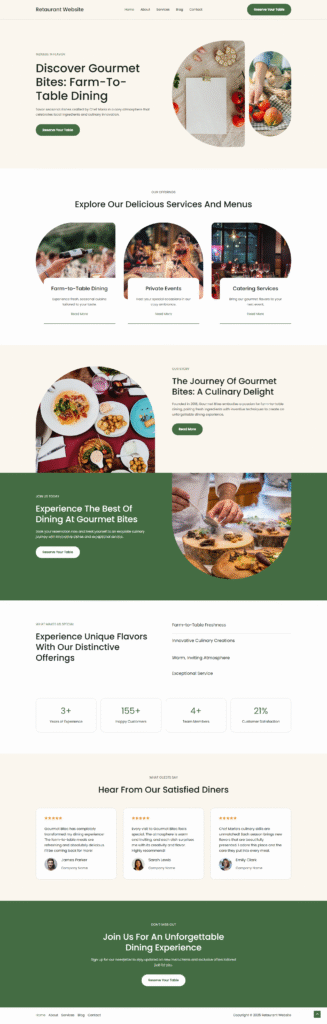 restaurant website home page